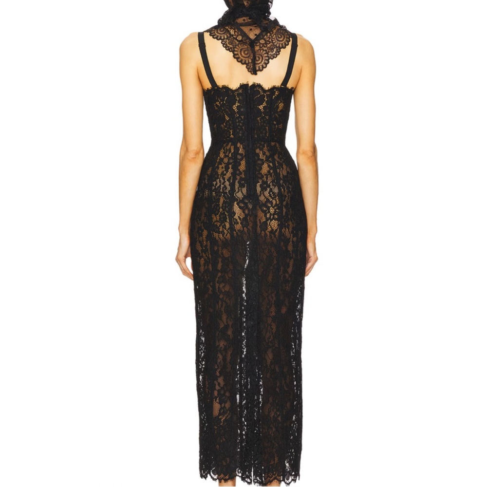Helsa The Lace Column Dress Black Small Midi Maxi Formal Event New without tags - Picture 3 of 9